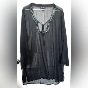 🖤 Sheer Sequin & Bead Swim Coverup